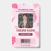 Pink Floral Style Homeschoor ID Card Ausweis (Vorderseite)