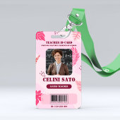 Pink Floral Style Homeschoor ID Card Ausweis