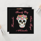 Pink Floral Sugar Skull Illustration Karte (Vorderseite/Rückseite Beispiel)