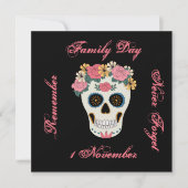 Pink Floral Sugar Skull Illustration Karte (Vorderseite)