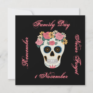 Pink Floral Sugar Skull Illustration Karte