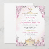Pink Floral Sukhmani Sahib Path Invitation Einladung (Vorne/Hinten)