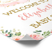 Pink Floral Swan Princess Girl Babydusche Willkomm Poster (Ecke)