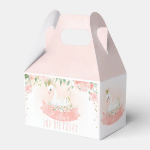 Pink Floral Swan Prinzessin Birthday Favor Box Geschenkschachtel