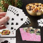 Pink Floral Swirl Wedding Photo Playing Cards Spielkarten (In Situ)