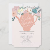 Pink Floral Teapot Tee Party Brautparty Einladung (Vorderseite)