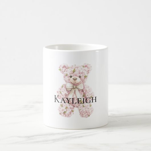 Pink Floral Teddy Bär Kaffeetasse (Mittel)