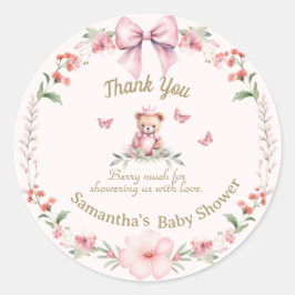 Pink Floral Teddy Bär Vielen Dank Sticker
