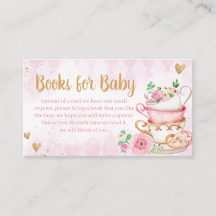 Pink Floral Tee Party Babydusche Bücher für Baby Begleitkarte