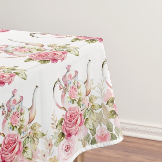 Pink Floral Tee Party Babydusche Tischdecke (Beispiel)