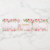 Pink Floral Tee Party Babydusche Wasserflaschenetikett (Einzelnes Label)