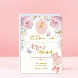 Pink Floral Themed Aqiqa Aqiqah Aqeeqah Einladung