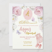 Pink Floral Themed Aqiqa Aqiqah Aqeeqah Einladung (Vorderseite)