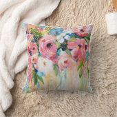 Pink Floral Throw Pillow Kissen (Decke)