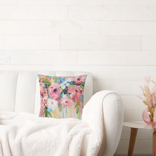 Pink Floral Throw Pillow Kissen (Liege)