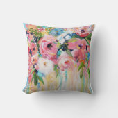 Pink Floral Throw Pillow Kissen (Vorderseite)