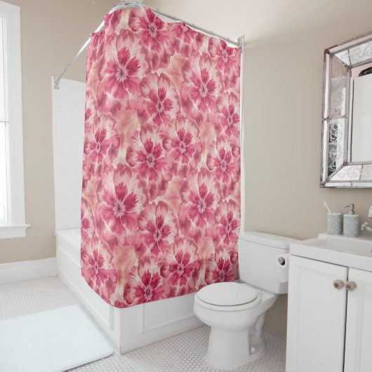 Pink Floral Tie Dye Duschvorhang (Beispiel)
