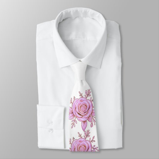 PINK FLORAL Tie Krawatte (Gebunden)