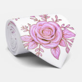 PINK FLORAL Tie Krawatte (Gerollt)