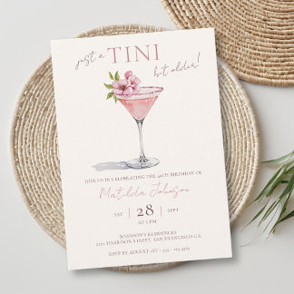 Pink Floral Tini Bit Ältere 40. Geburtstag Einladung