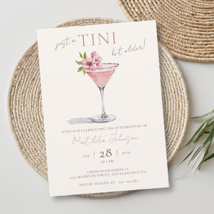 Pink Floral Tini Bit Ältere 50. Geburtstag Einladung