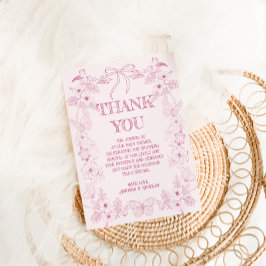 Pink Floral Toile De Jouy Girl Babydusche Dankeskarte