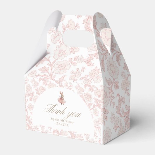Pink floral Toile Some Bunny Birthday Geschenkschachtel (Vorderseite)