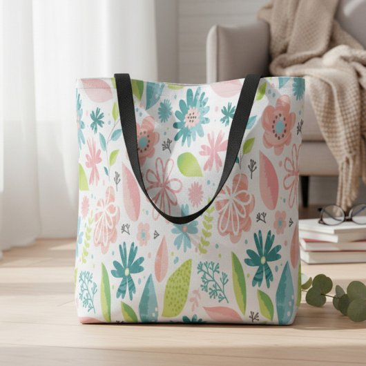 Pink Floral Totbeutel Tasche