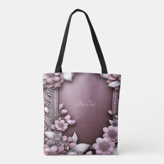 Pink Floral Totbeutel Tasche (Rückseite)
