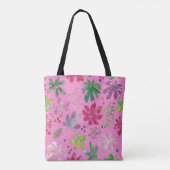Pink Floral Tote Bag – Cute Botanical Pattern Tasche (Rückseite)