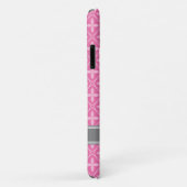 Pink Floral Trellis Muster Grau Name Case-Mate iPhone Hülle (Hinten/Rechts)