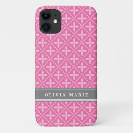 Pink Floral Trellis Muster Grau Name Case-Mate iPhone Hülle