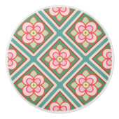 Pink Floral Trellis Vintage Blume Muster Keramikknauf (Vorderseite)