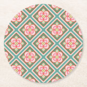Pink Floral Trellis Vintage Blume Muster Runder Pappuntersetzer (Vorderseite)