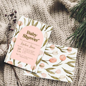 Pink Floral Tulip Kinderdusche Einladung