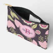 Pink Floral Tulip Muster Monogramm Zubehörtasche (Offen)