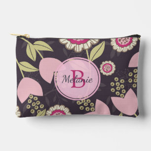 Pink Floral Tulip Muster Monogramm Zubehörtasche