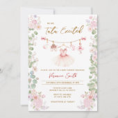 Pink Floral Tutu Excited Ballerina Baby Shower Einladung (Vorderseite)