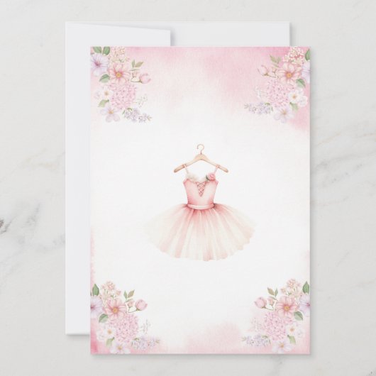 Pink Floral Tutu Excited Ballerina Baby Shower Einladung (Rückseite)