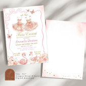 Pink Floral Twins Ballerina Tutu Baby Girl Einladung