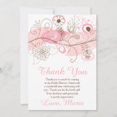 Pink Floral Twist Bridal Shower  Dankeskarte (Vorderseite)