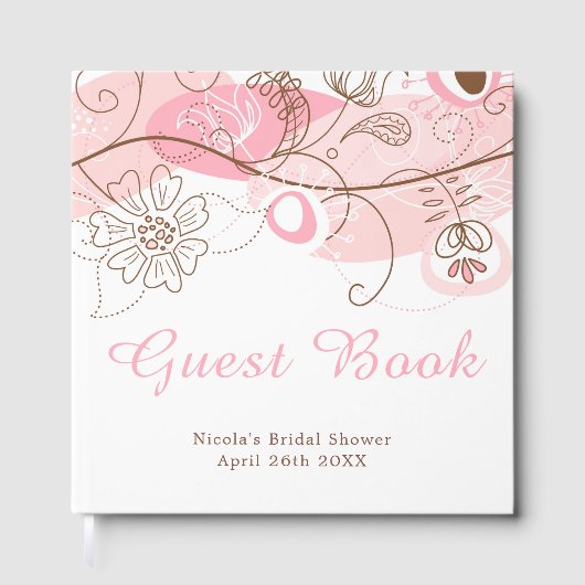 Pink Floral Twist Bridal Shower Gästebuch (Vorderseite)