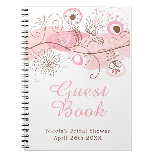 Pink Floral Twist Bridal Shower Notizblock (Vorderseite)