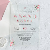 Pink Floral Typografie Anand Karaj Sikh Wedding Acryleinladungen