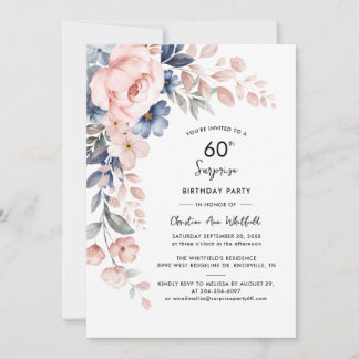 Pink Floral Überraschung 60. Geburtstag Einladung