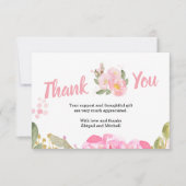 Pink Floral und fett handgeschriebenes Skript Dankeskarte (Vorderseite)