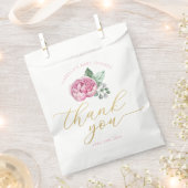 Pink Floral und Gold Script Baby Dusche Vielen Dan Geschenktütchen (Ausgeschnitten)