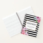Pink Floral und Stripes Notebook Gästebuch Notizbuch (Innenseite)