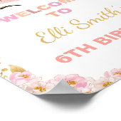 Pink Floral Unicorn Geburtstagsparty Begrüßung Unt Poster (Ecke)