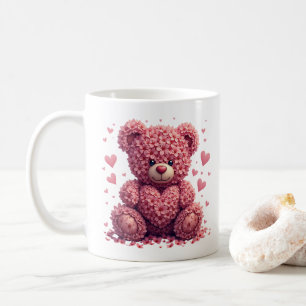 Pink Floral Valentine Teddy Bear Kaffeetasse
